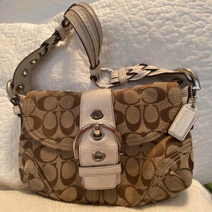 COACH Soho Signature Flap Leather Braided Purse